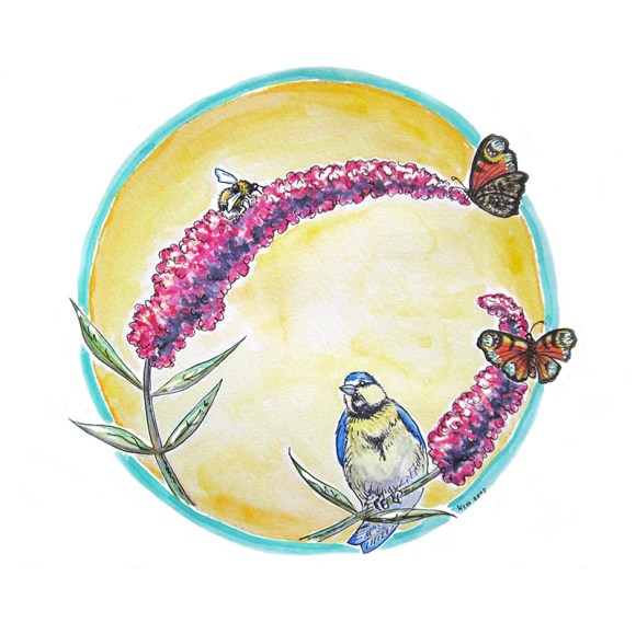 katherine molter art watercolor invitation botanical birds insects butterflies